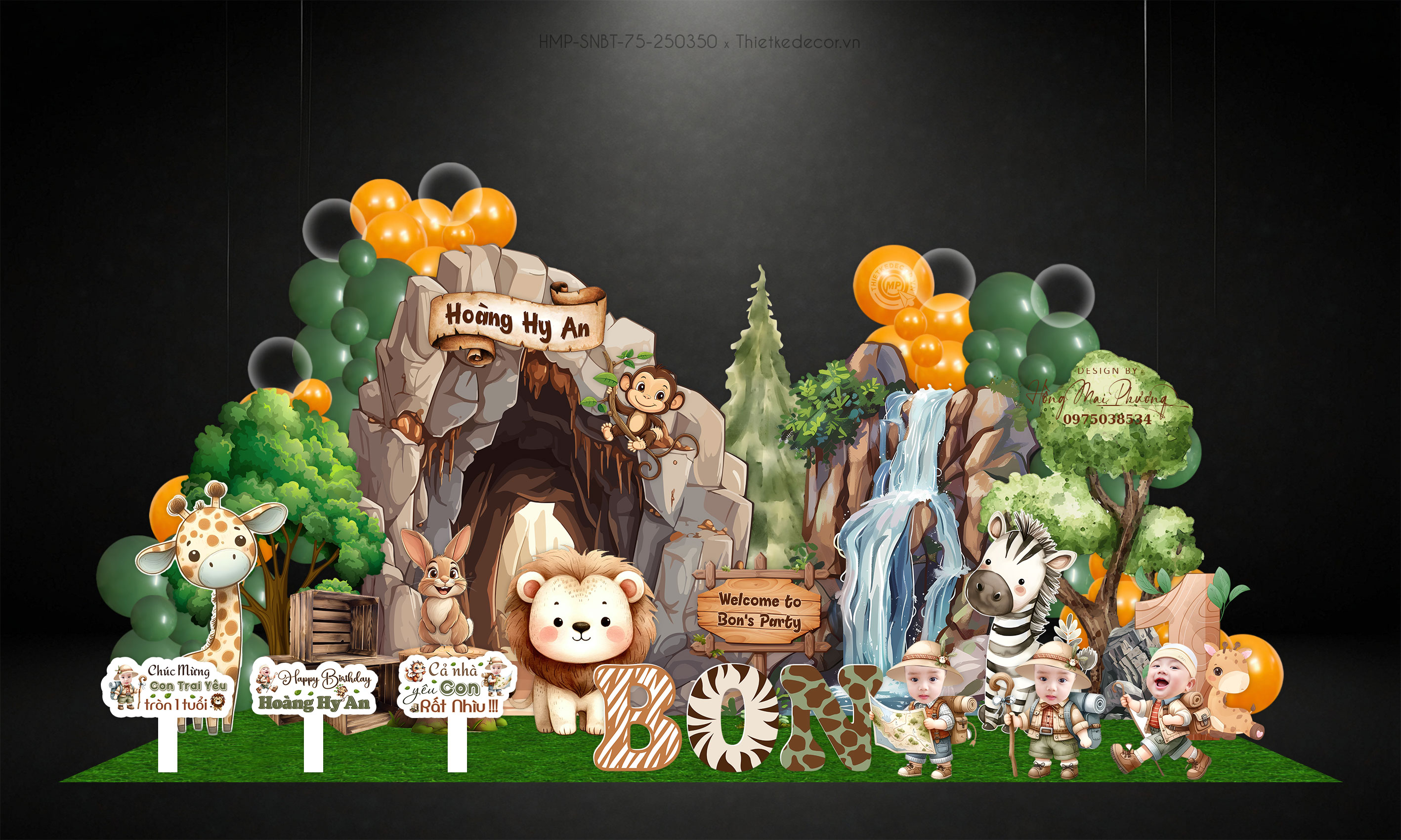 Tiệc bé trai chủ đề safari hơi hoành tráng- rừng rú và muôn thú